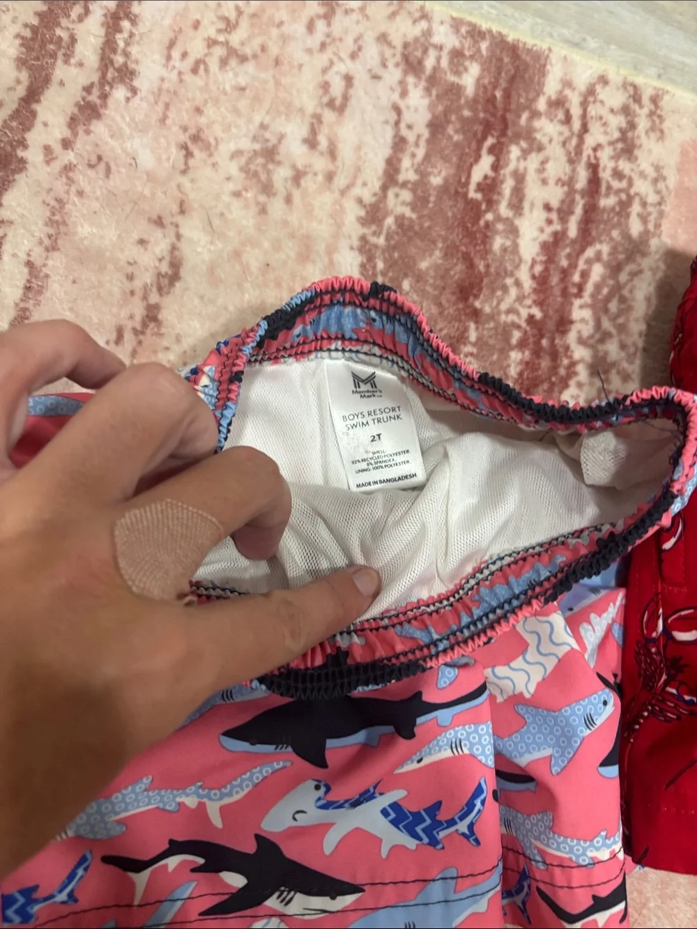 Kids Swim Shorts - Black, Pink, Red Shark & Lobster Prints